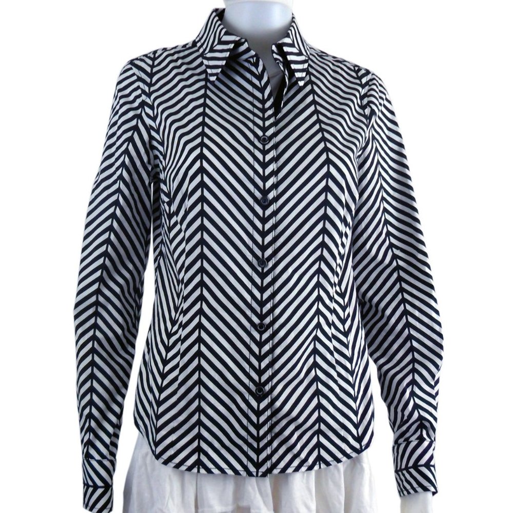 Carlisle | Designer Black and White Striped Shirt | Size 6
